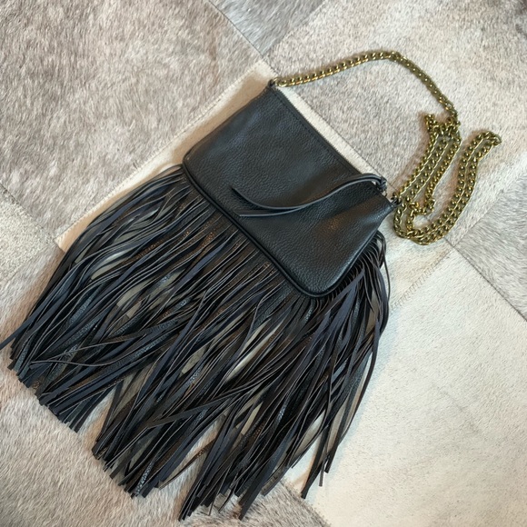 Carlos Santana Handbags - Carlos Santana black leather fringe crossbody bag